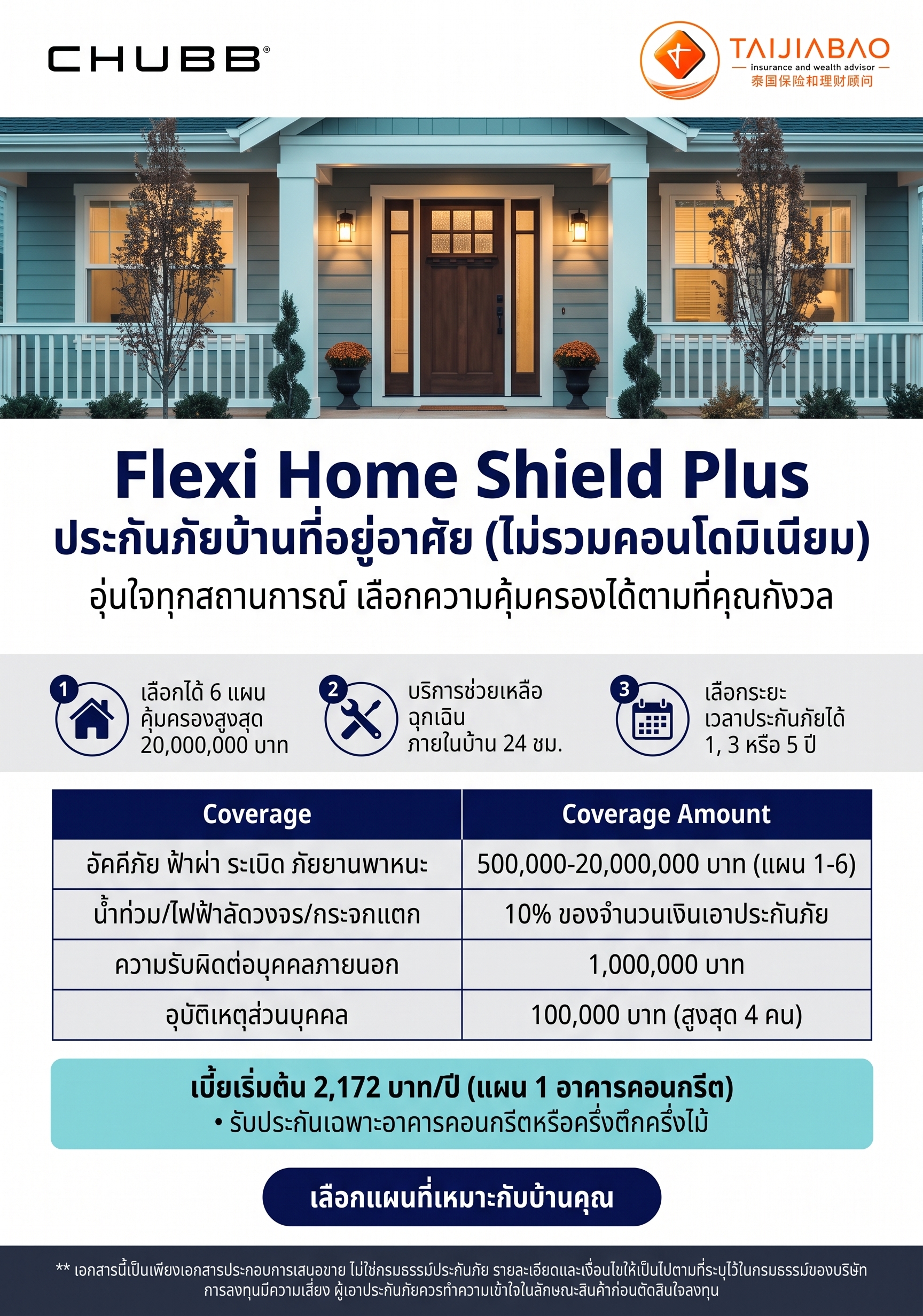 ภาพรวมแบบแผน - CHUBB Flexi Home Shield Plus